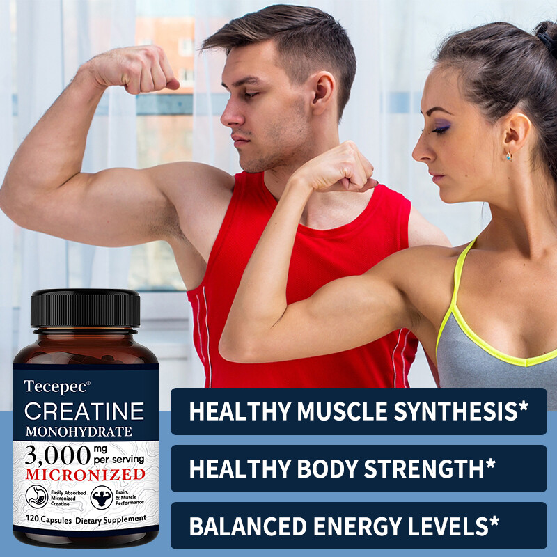 3g Creatine Monohydratea Capsules – Support Strength Muscle Booster 30/60/120ct