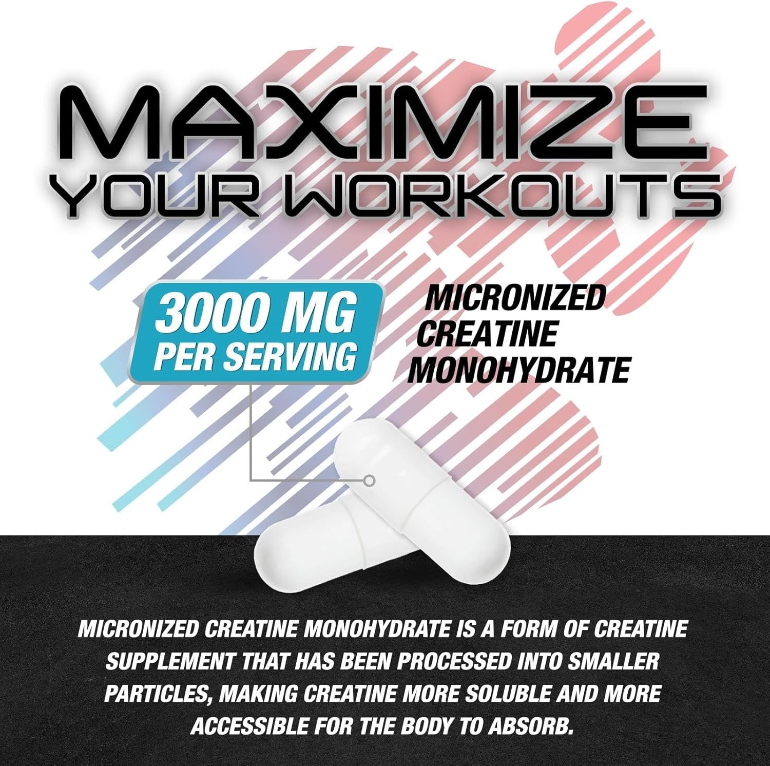 Fast-Absorbing Creatine Monohydrate 3000mg Capsules – Boost Strength & Power