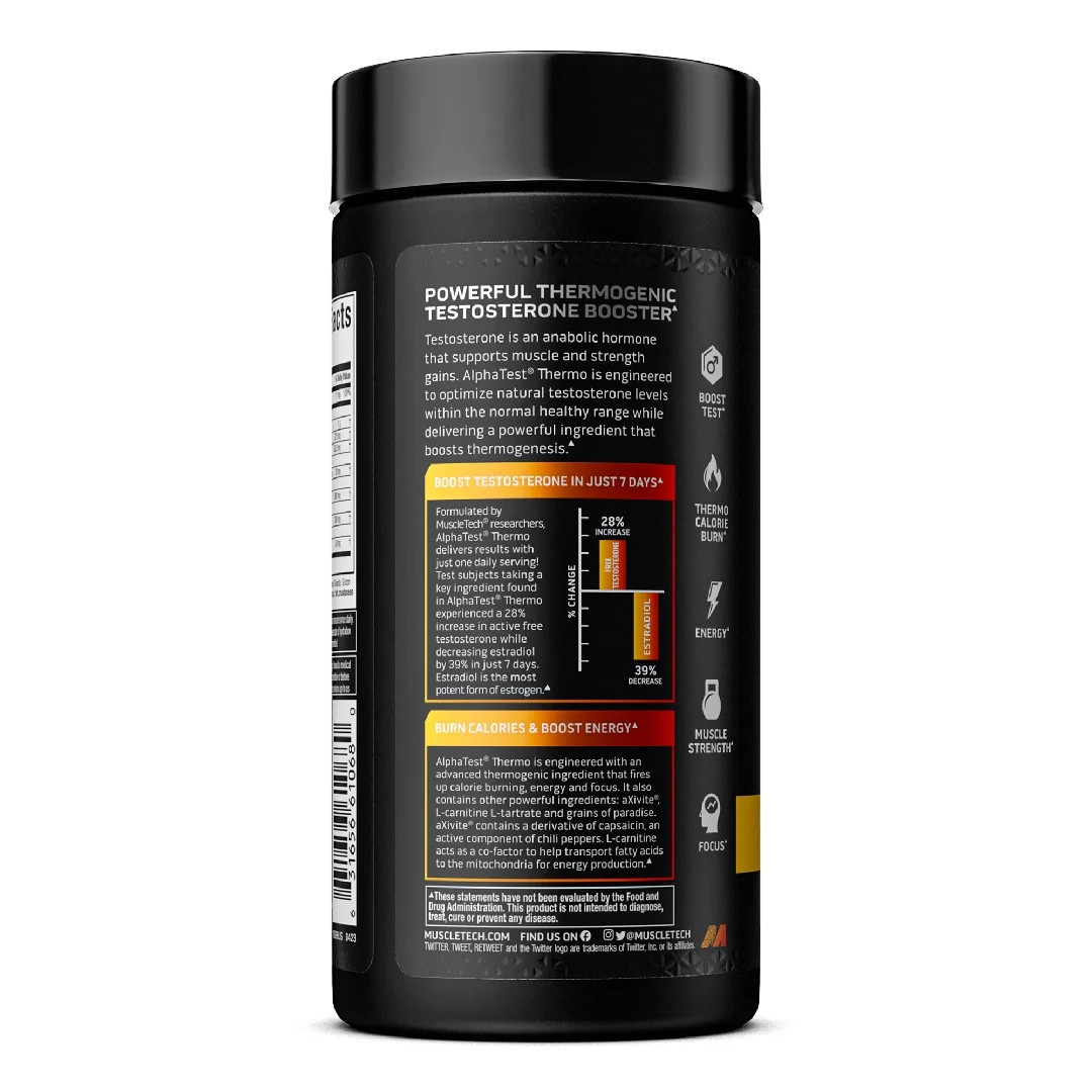 Alpha Test Thermogenic Testosterone Booster, Performance Supplement, 90 Ct