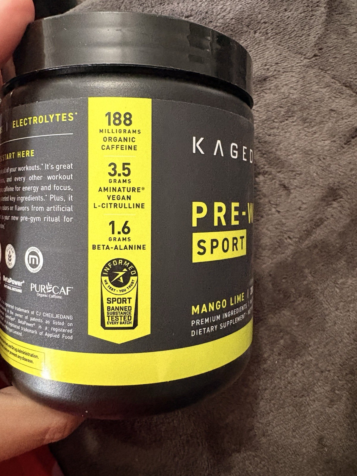 Kaged Pre-Workout Sport Powder Mango Lime 20 Servings 260g Vegan Non-GMO
