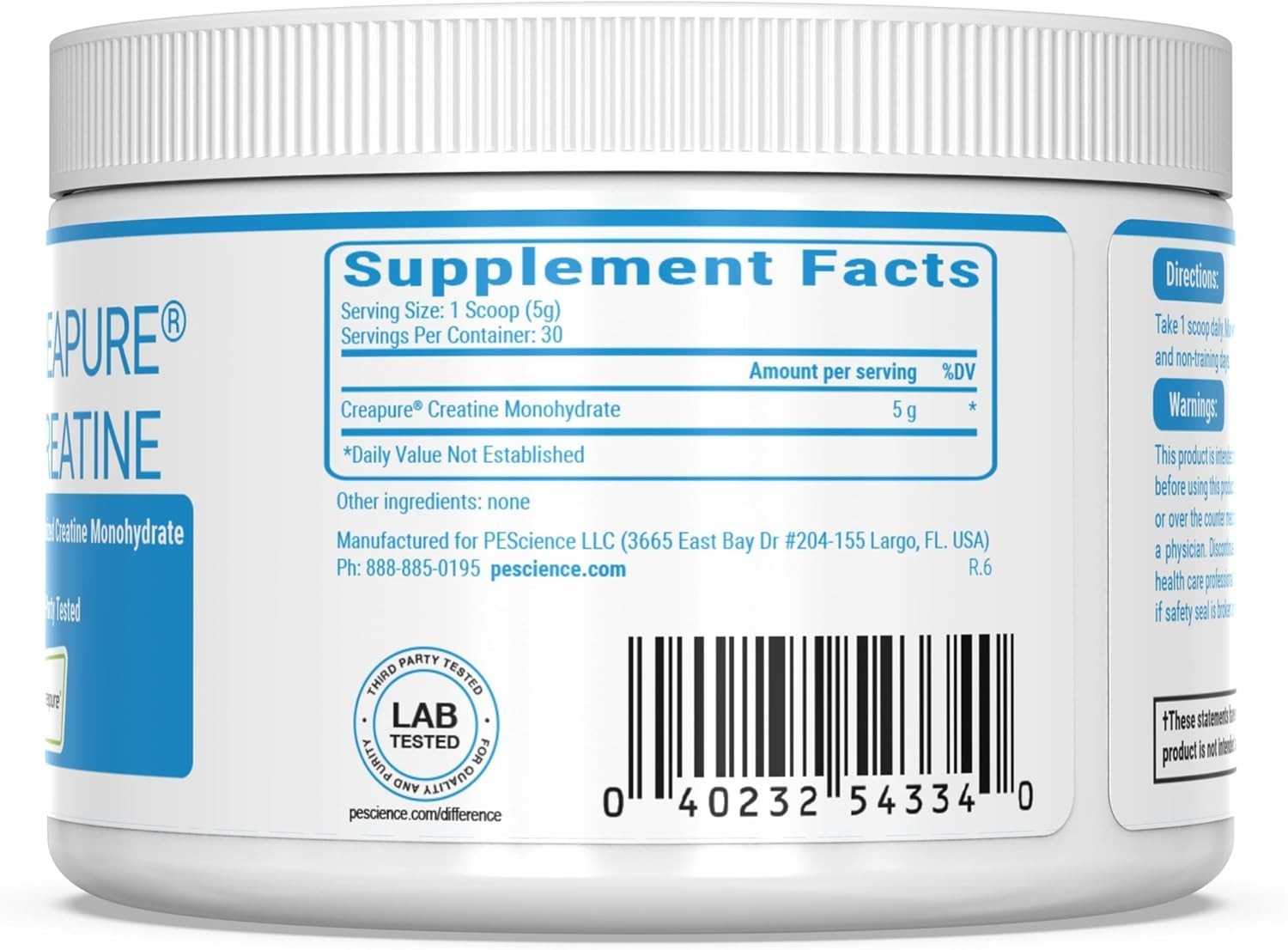 PEScience TruCreatine+ Monohydrate Powder Creapure Micronized 30 Servings