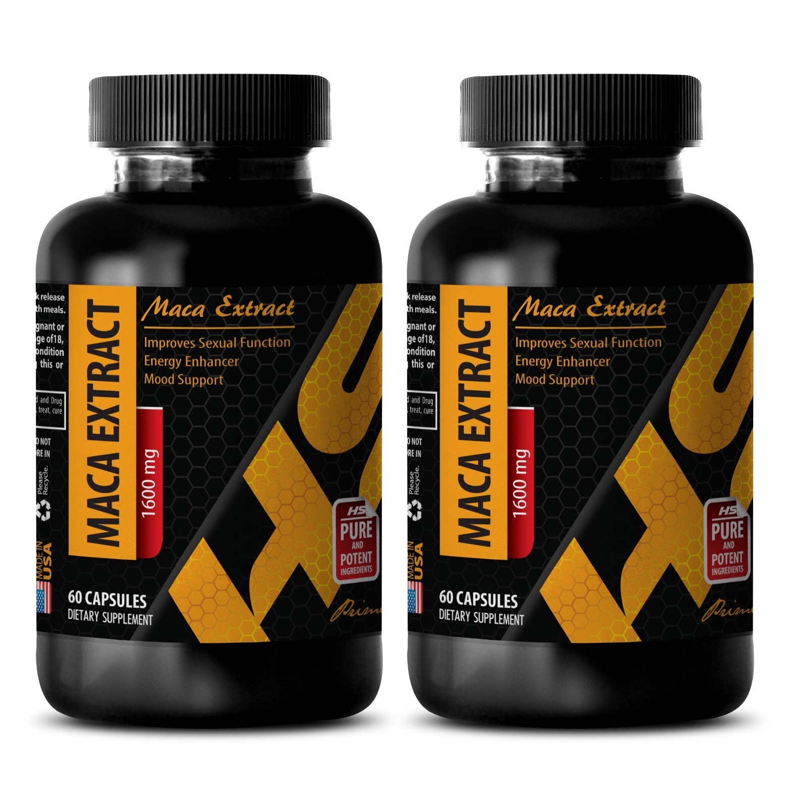 male pills – Pure MACA ROOT EXTRACT 1600mg – maca powder – 2 Bot 120 Capsules