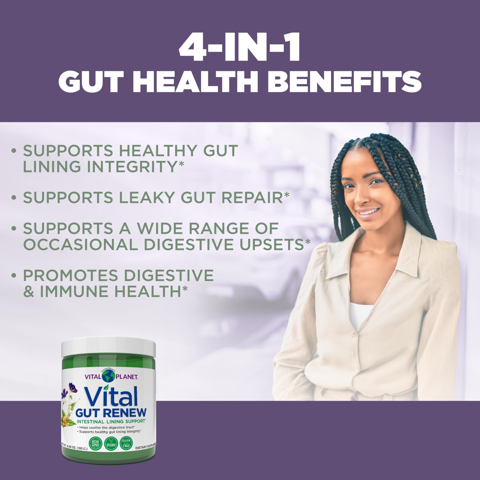 Vital Gut Renew Powder Supplement for Leaky Gut Repair with L-Glutamine, Marshma