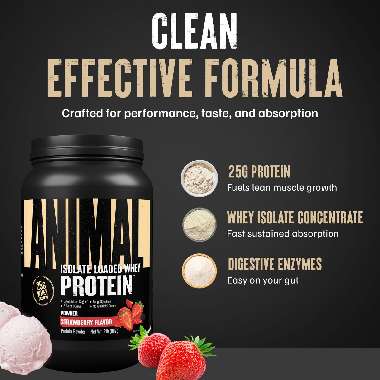 Animal Whey Isolate Protein Powder – Loaded for Pre Post Workout Muscle Buil…
