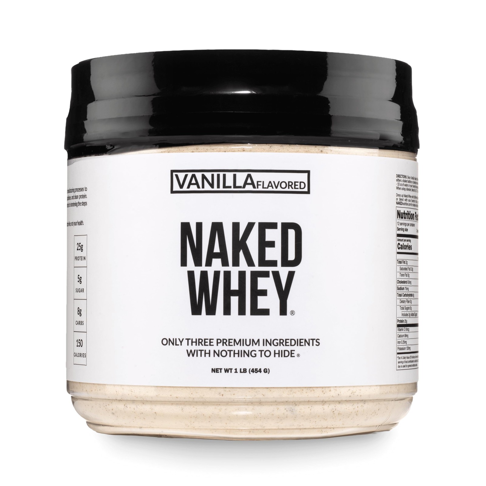 NAKED Vanilla Whey Protein 1Lb, Only 3 Ingredients, All Natural Grass Fed Whe…