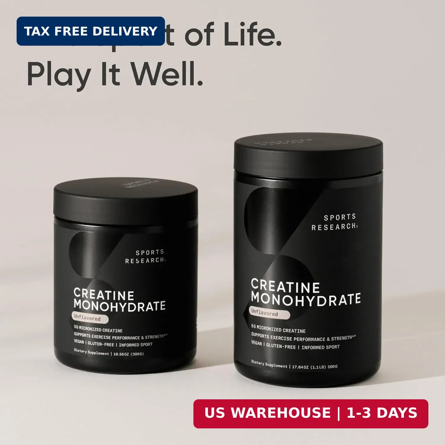 Creatine Monohydrate Powder 5g, Unflavored (100 Servings) | Mic