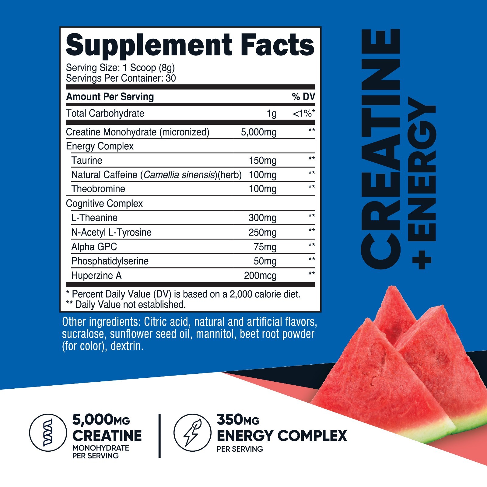 Nutricost Creatine + Energy 30 Servings (Watermelon Flavored)