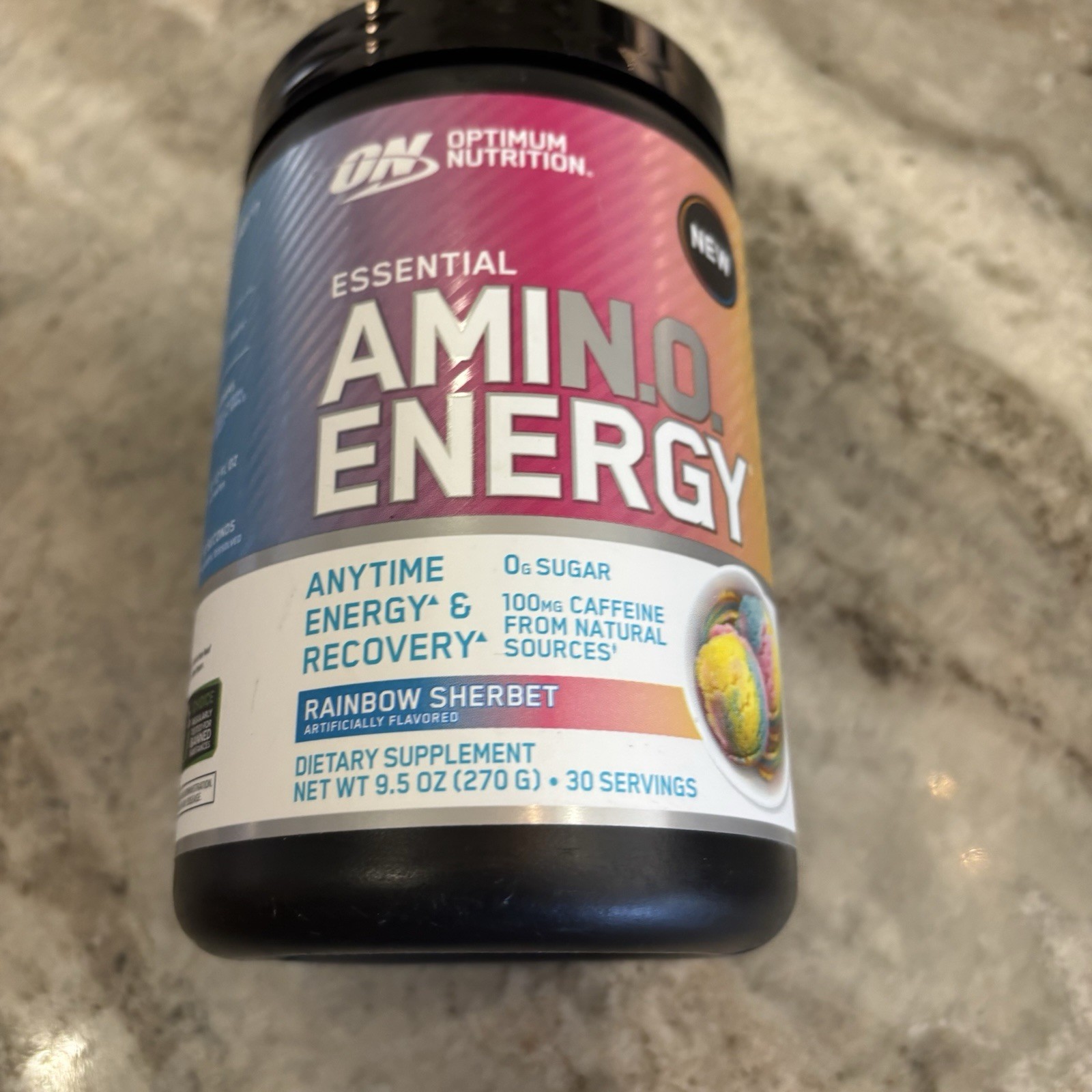 Optimum Nutrition Essential AMIN.O. Energy Rainbow Sherbet 30 SERV 270g EX 9/27