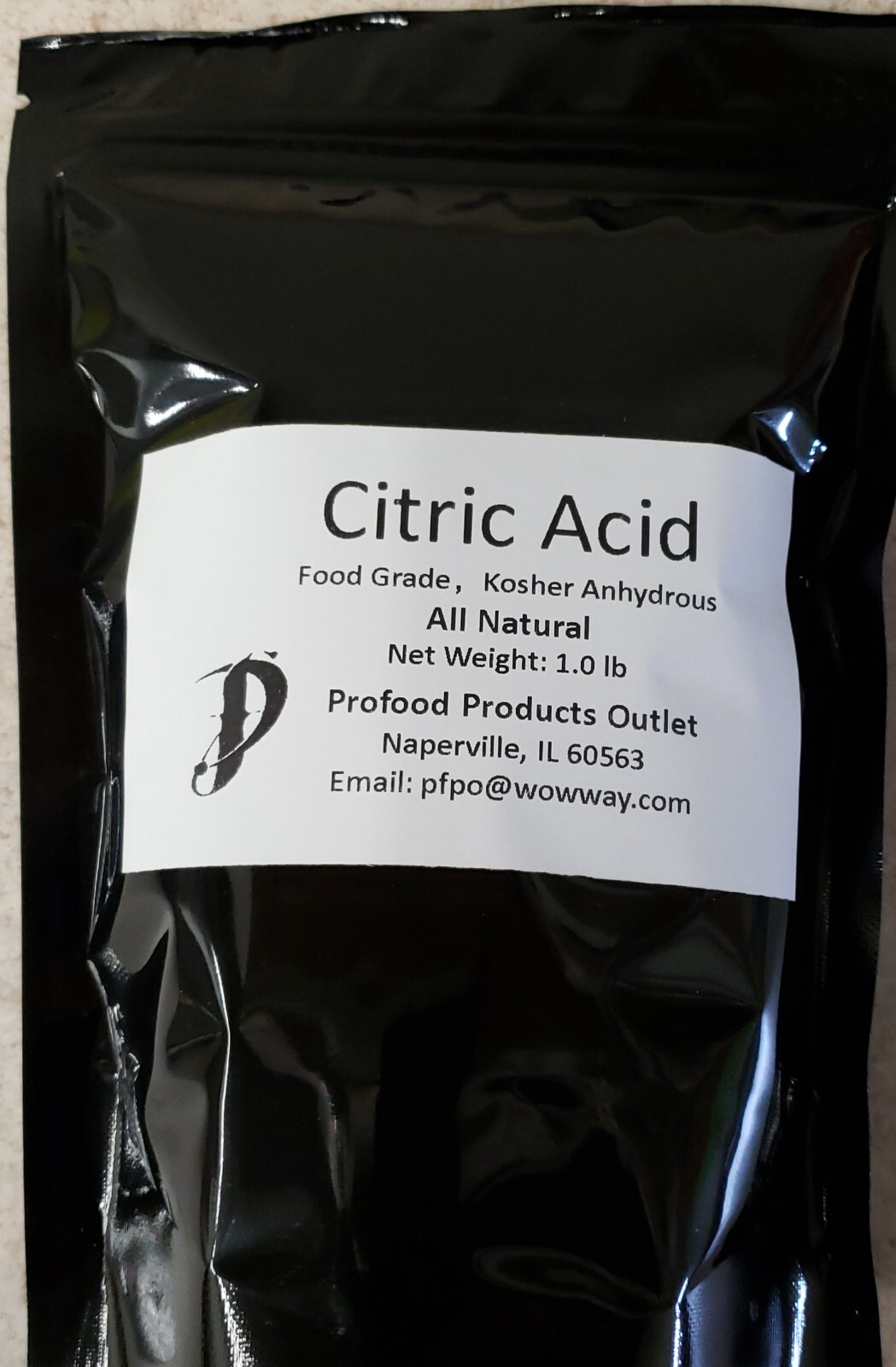 Citric Acid anhydrous 1.0 lb in pouch, Pure, Natural, food grade