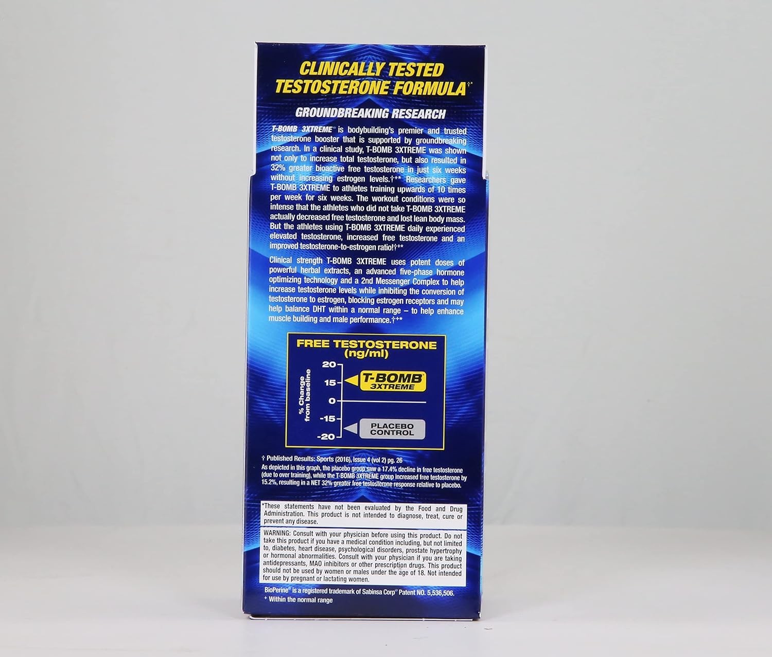 T-Bomb 3Xtreme Clinically Tested Testosterone Booster Men Libido Support168Count