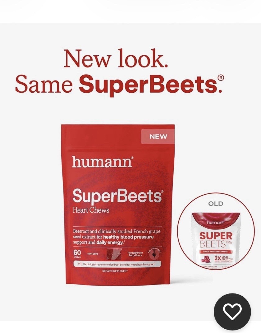 HumanN – SUPER BEETS Heart Chews, Pomegranate, 60 Count, New & Sealed, Exp 06/27