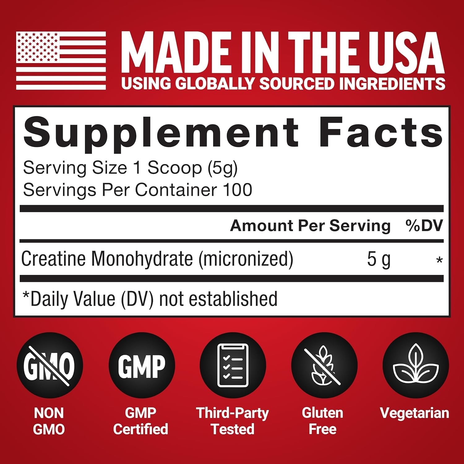 500G Pure Creatine Monohydrate Powder – No Additives, 100 Servings for Athletes