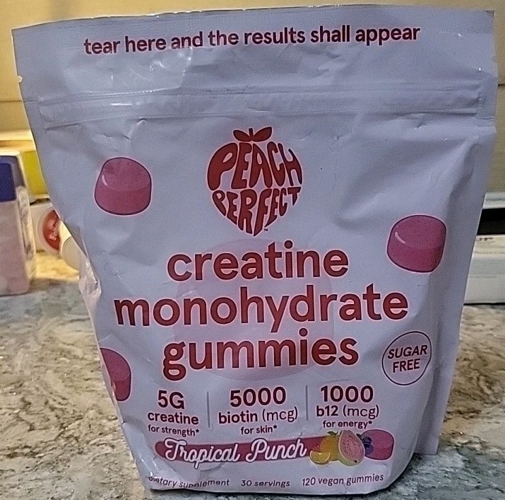 Peach Perfect Creatine Monohydrate Gummies 120 7/27*Free Shipping