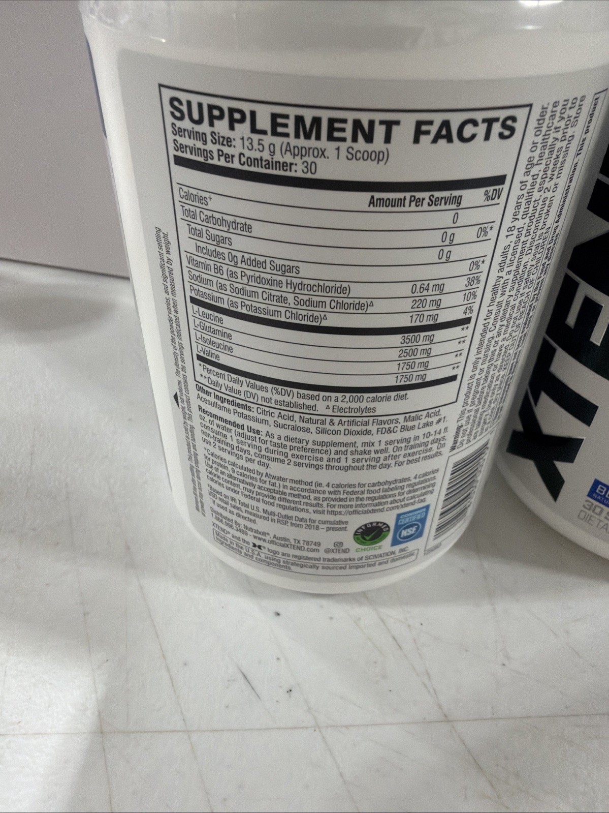 2X XTEND Original 7g BCAA Blue Raspberry Ice Muscle Recovery 30 Serv 14.3oz