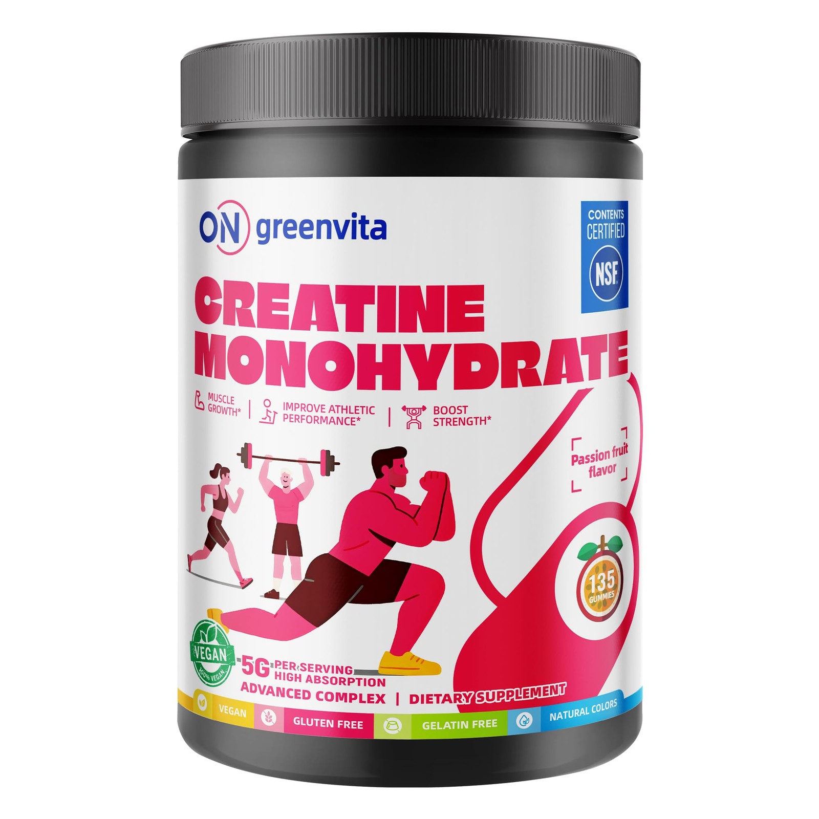 Creatine Monohydrate Gummies, NSF Certified Creatine Gummy, 5g Dose for Men &…