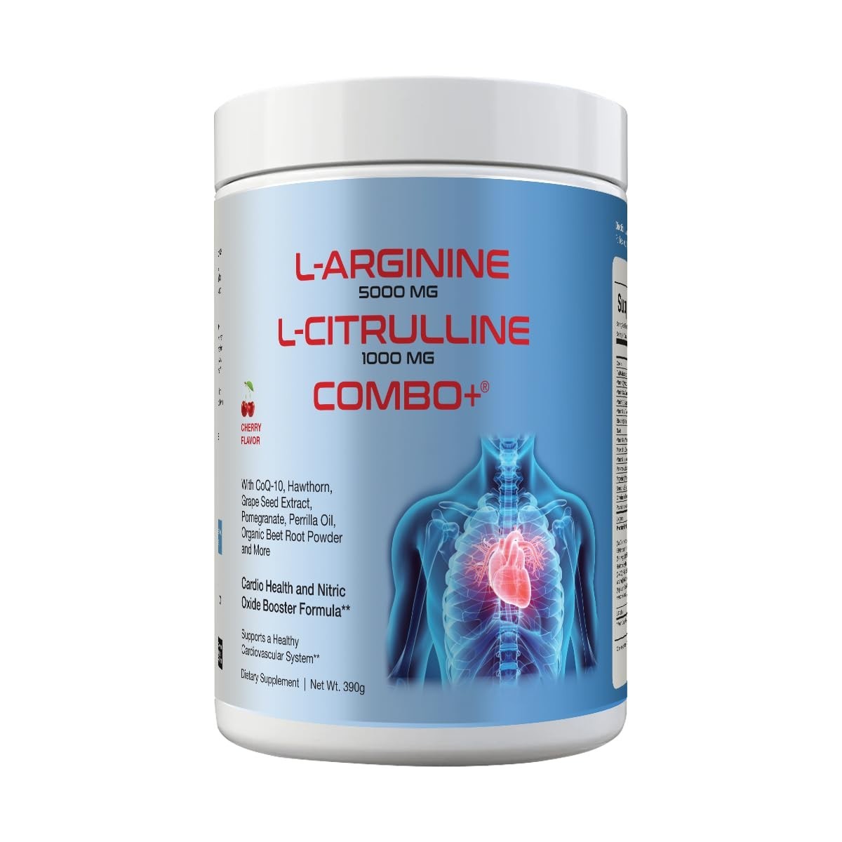 L-Arginine 5000mg & L-Citrulline 1000mg Powder – Nitric Oxide Booster, Cherry Fl