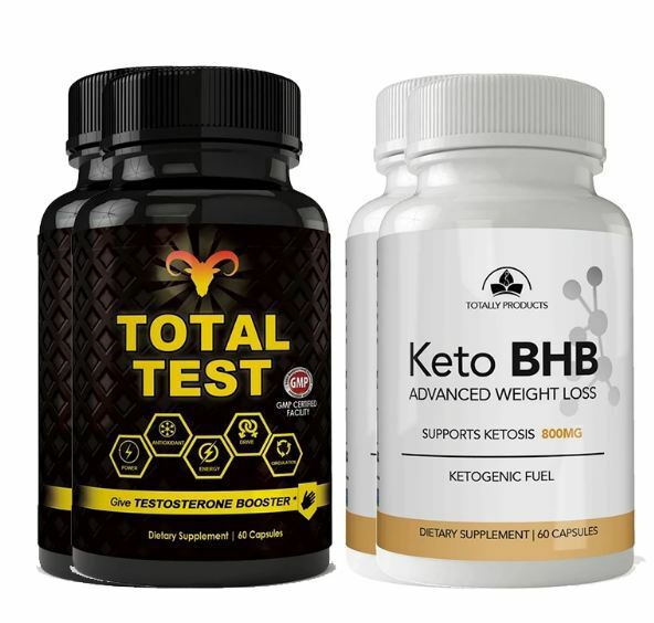 Keto BHB Weight Loss Capsules & Total Test Testosterone Booster Supplement Combo
