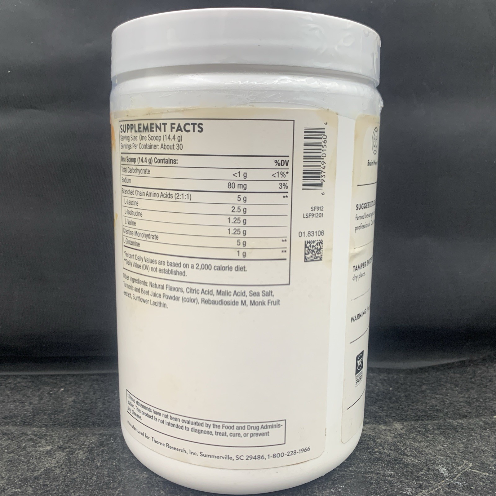 Thorne Creatine Powder Micronized -Peach Mango-60 Servings EXP 08/2027