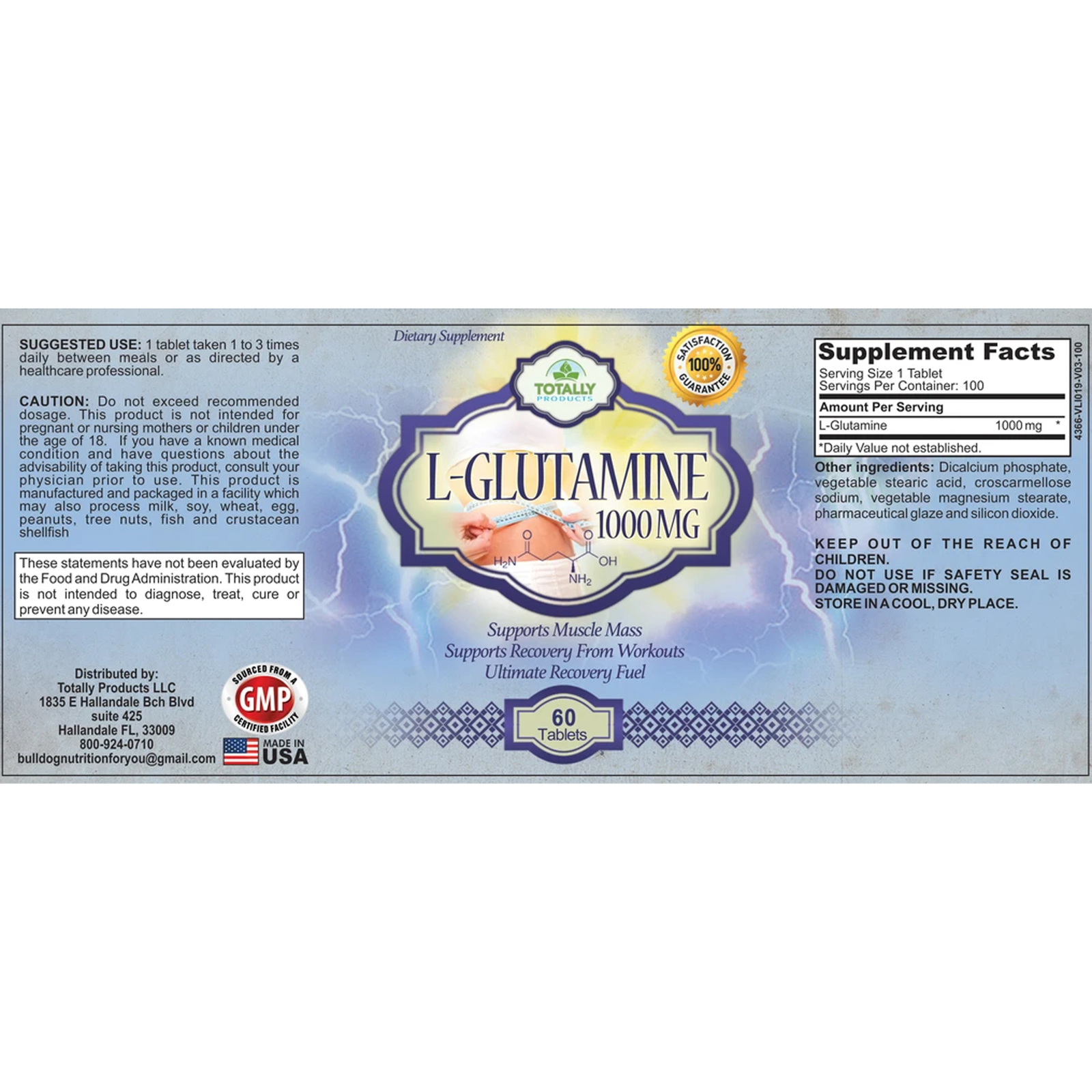 100% Pure L-Glutamine 1000mg Muscle Growth & L-Carnitine Lean Mass Caps Combo