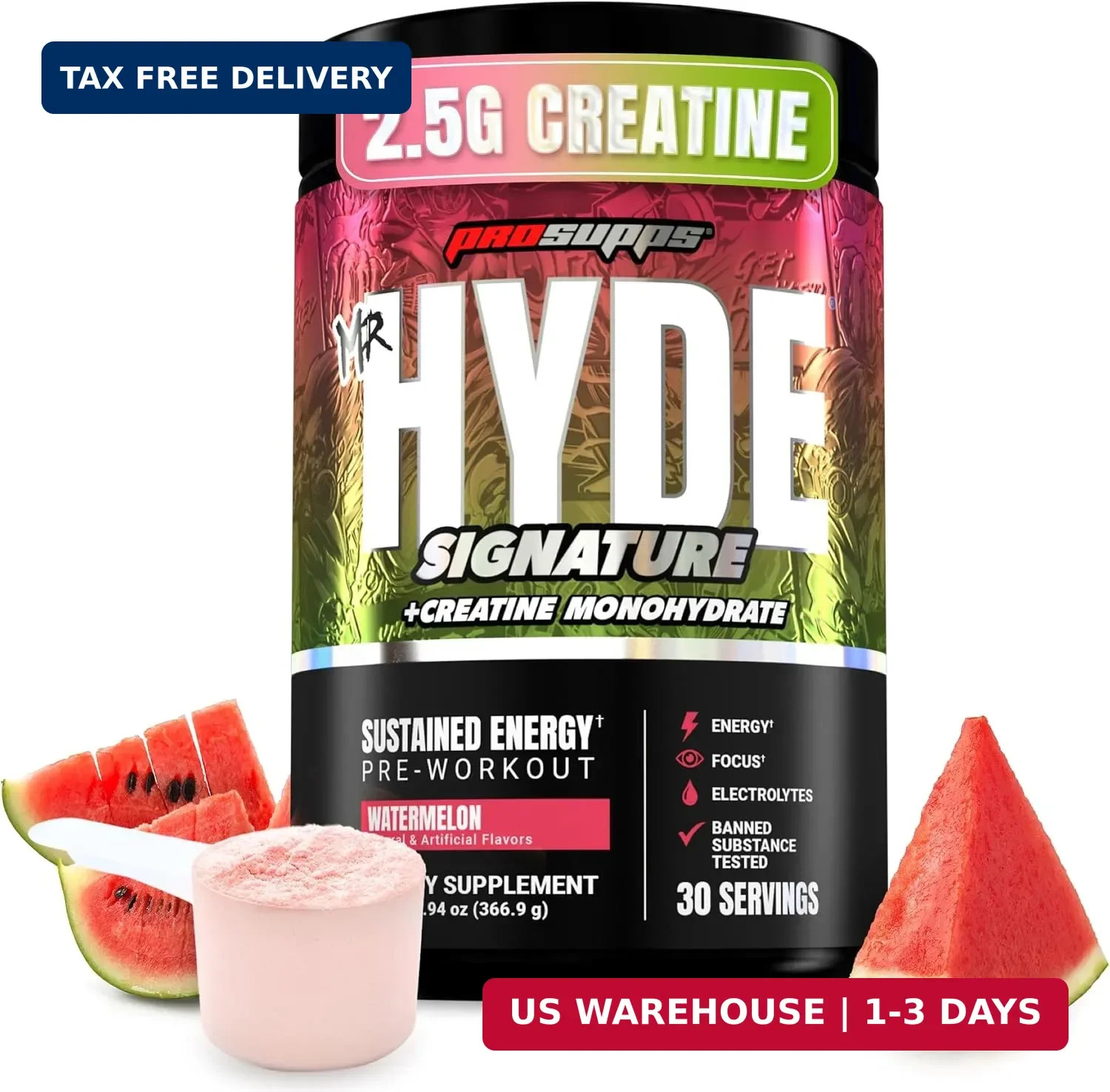 ProSupps Mr. Hyde Signature V2 Pre Workout Powder with Creatine, Watermelon | Be