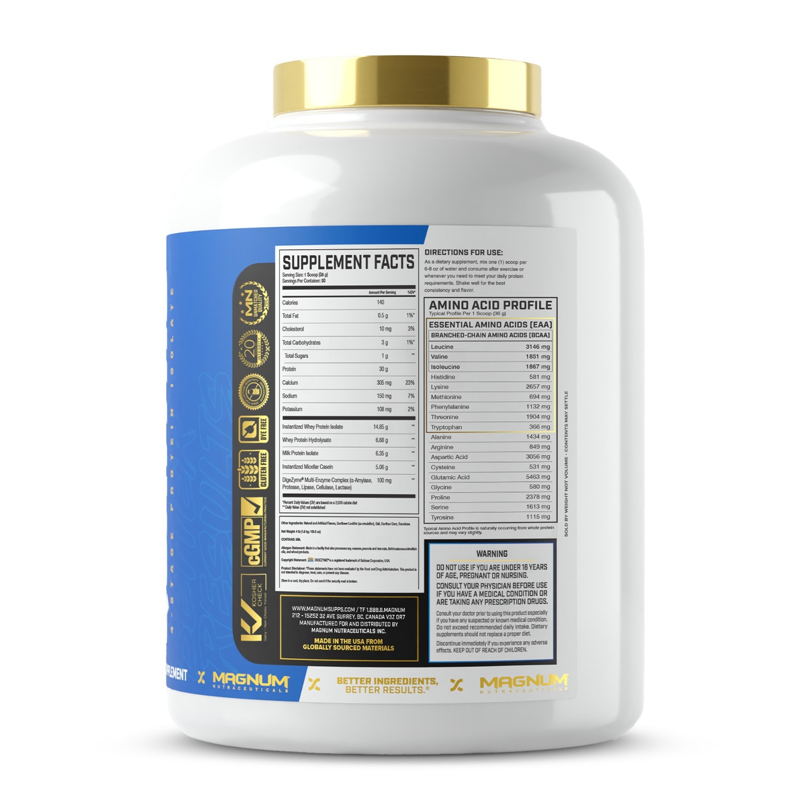 Magnum Nutraceuticals Quattro 4lb Vanilla Isolate Protein Powder 9/2028exp