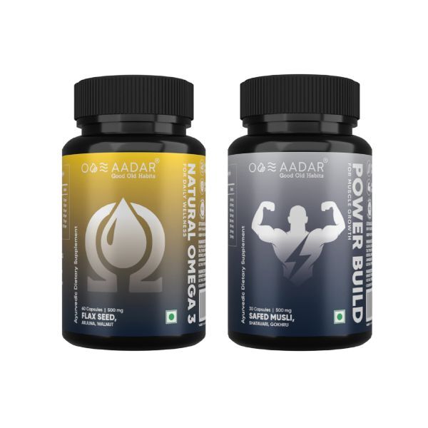 Power Build & Natural Omega 3 Fitness Combo Pack (60 Cap X 2) Shatavari Flaxseed