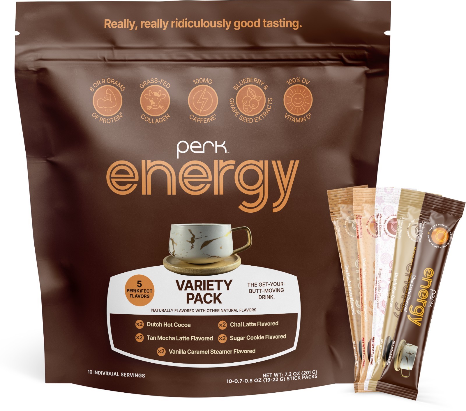 Perk Energy Drink Mix (Variety Pack) 10 Stick Packs – Healthy Coffee Alternative