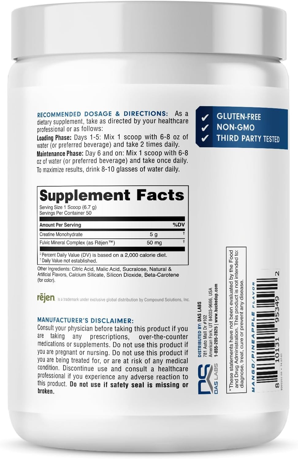 Mango Pineapple Creatine for Women and Men – Easy to Mix Vegetarian – Flavored C