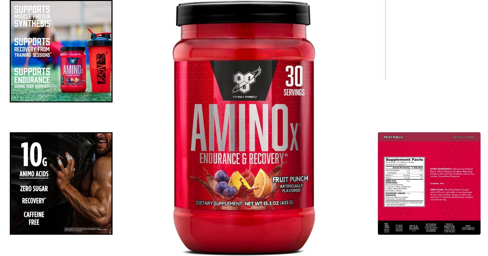 Amino X Muscle Recovery Powder – 10g BCAAs Keto Friendly, Zero Sugar 30 Servings