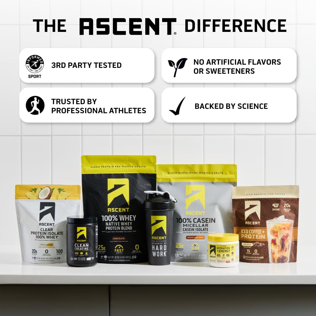 Ascent 100% Clear Whey Protein Powder Post Workout Whey Protein Isolate, Zer…