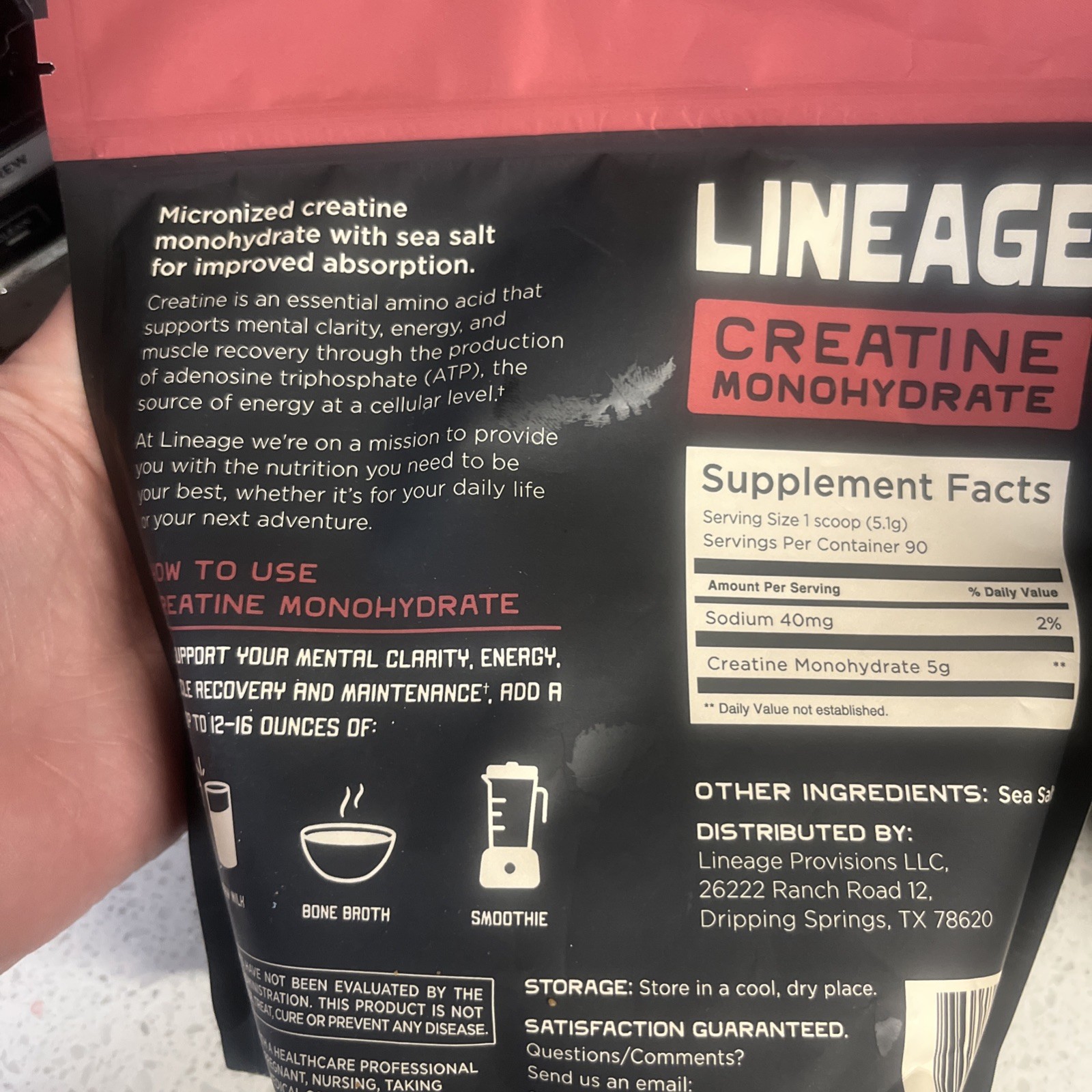 Lineage Provisions Micronized Creatine Monohydrate 1.03 Pound (Pack of 1)