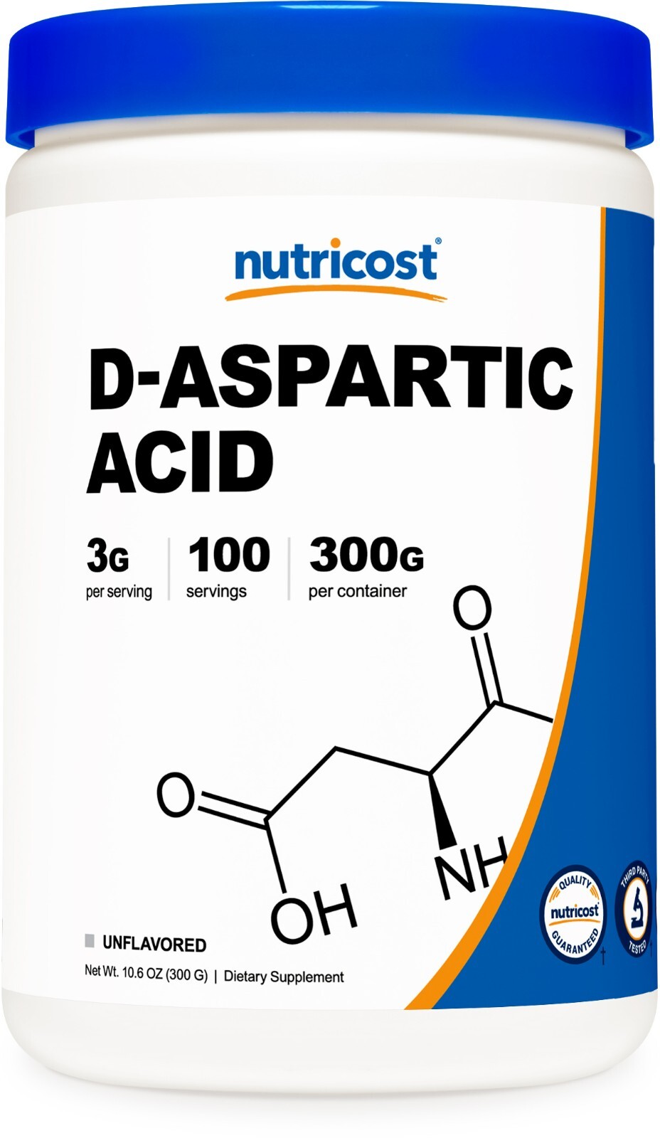D-Aspartic Acid (DAA) by Nutricost 300G (Unflavored) – 100 Servings