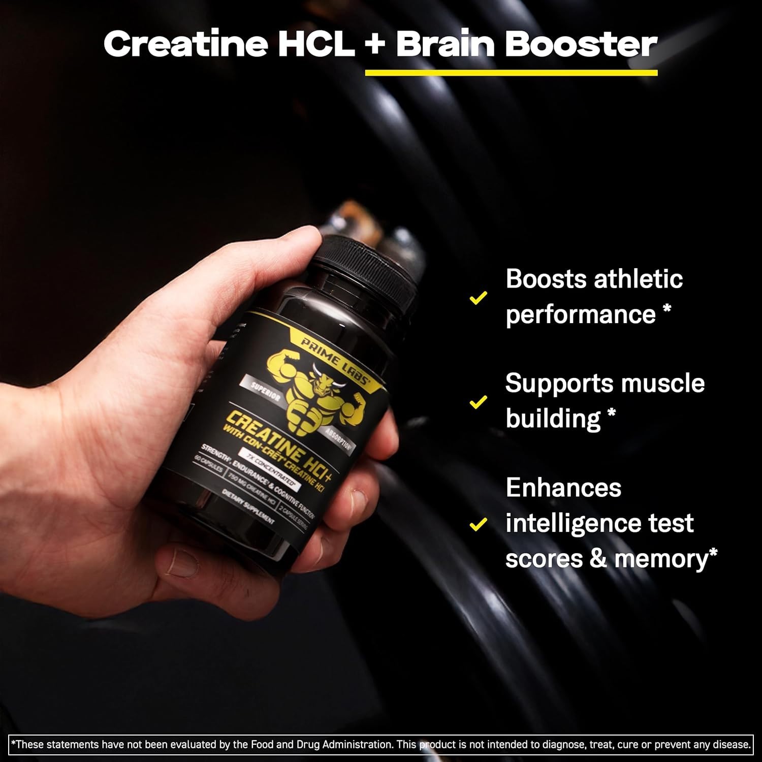 Prime Labs Creatine HCl with CON-CRĒT Rhodiola Root Extract L-Theanine 60 Caps