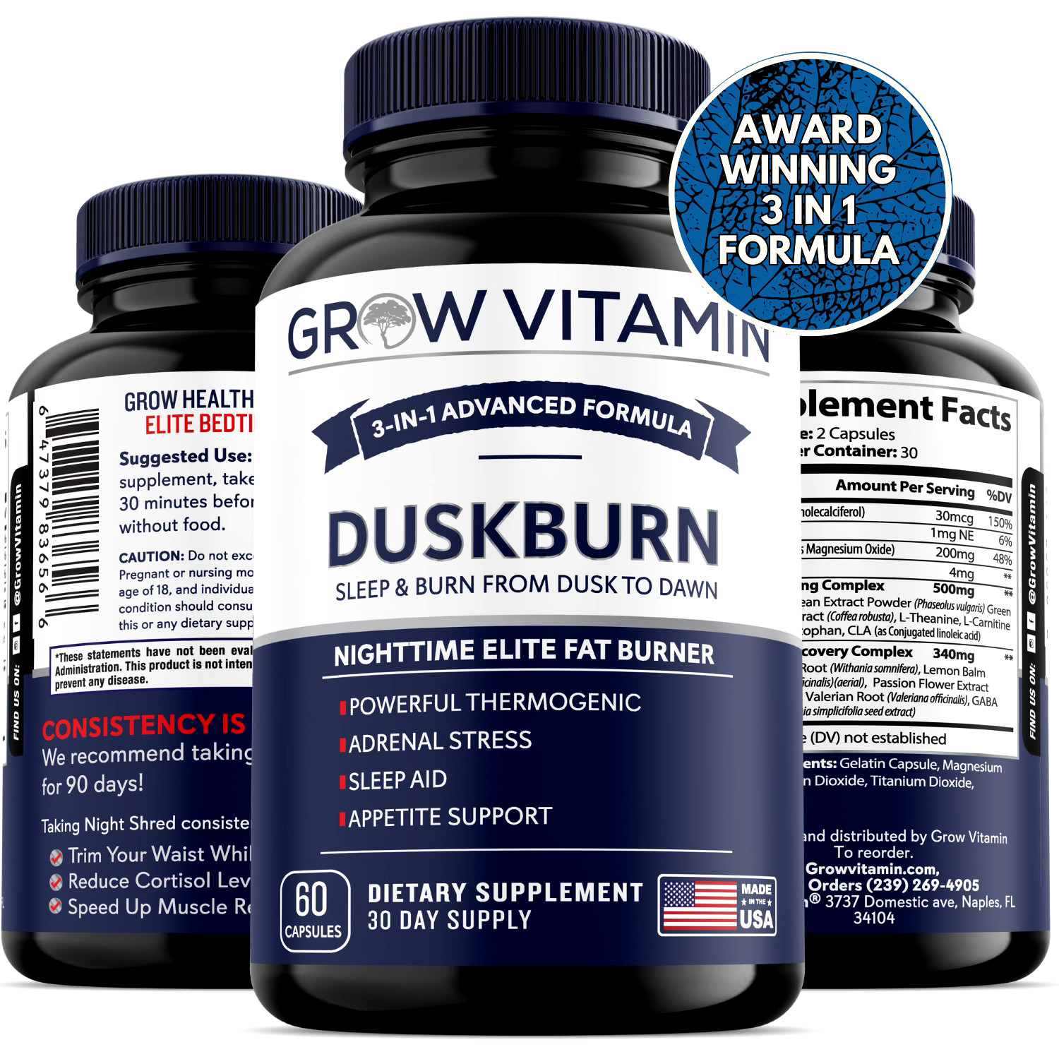 DuskBurn Night Time Fat Burner – Sleep & Burn from Dusk to Dawn – 60 Capsules