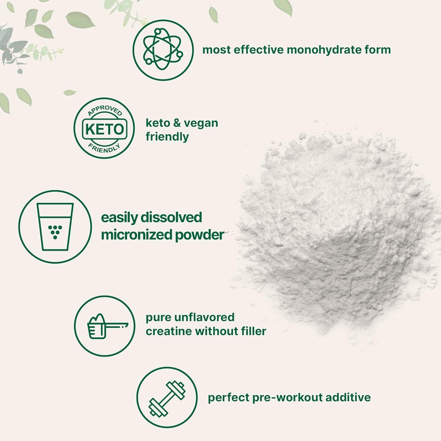Creatine Monohydrate Powder 1 kg 2.2 Lbs, 5000mg Per Serv, Micronized Creatin…