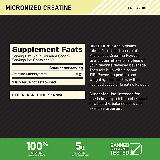 Optimum Nutrition (ON) Micronized Creatine Powde 300 grams Unflavored