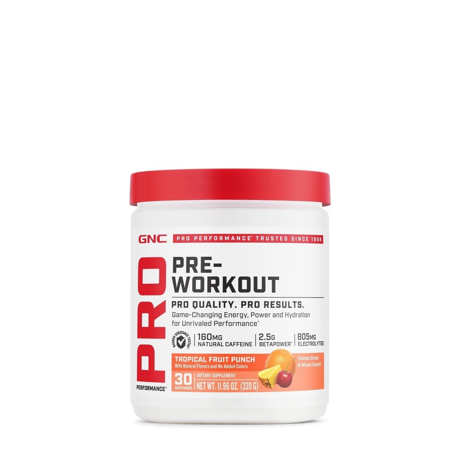 Pre-Workout Supplement Tropical Fruit Punch | 30 Servings | Energy & Focus Boost