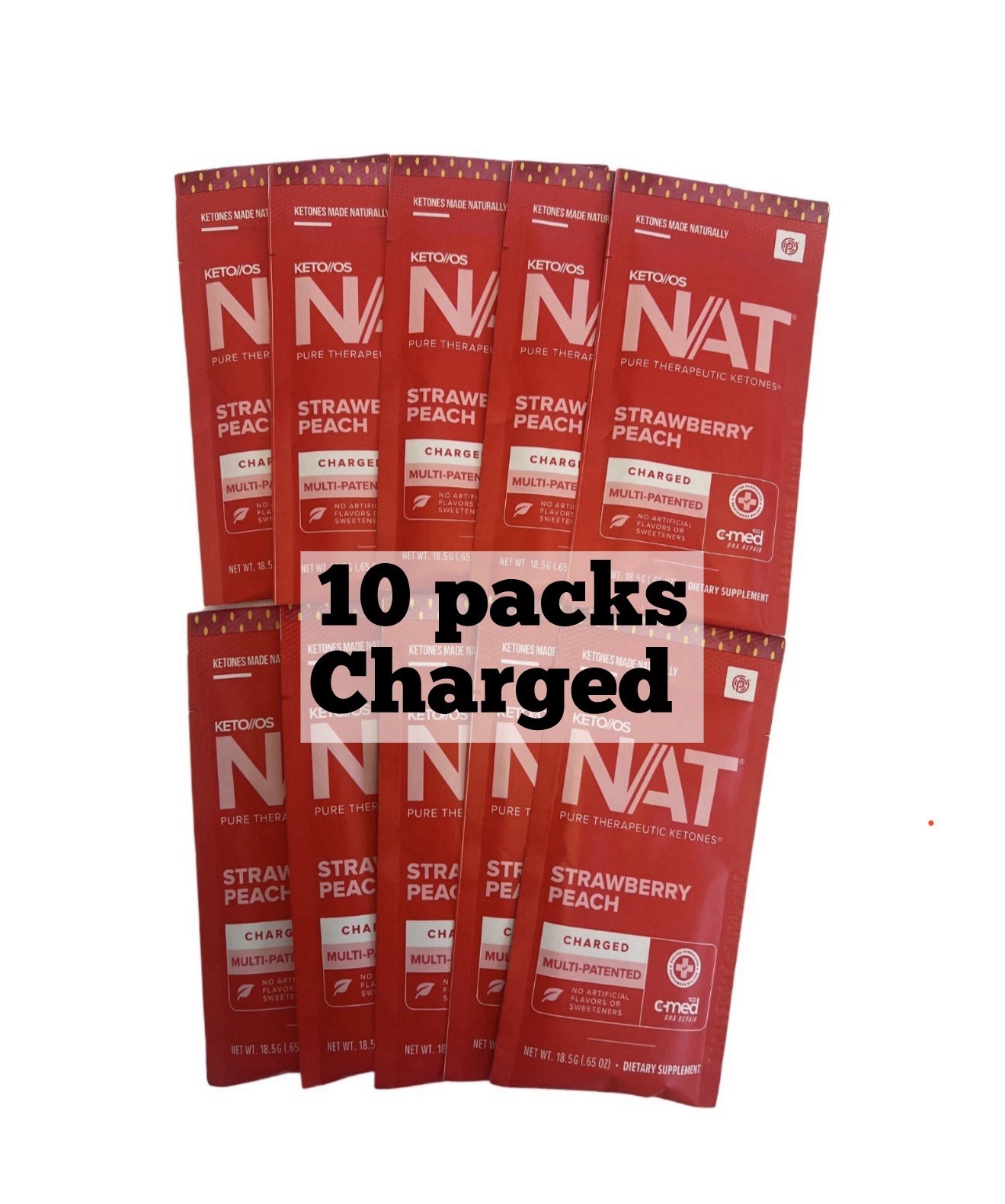 Prüvit Ketones NAT 10 Packets Charged STRAWBERRY P/ FREE SHIPPING 03/2027