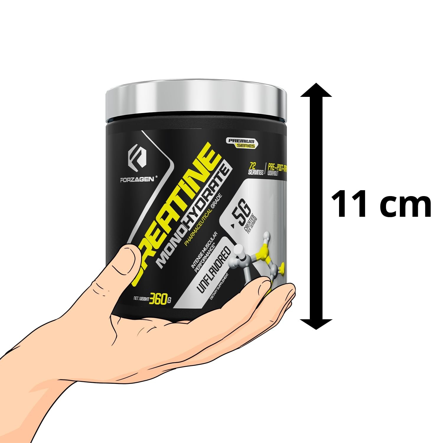 Micronized Creatine Monohydrate Powder – Unflavored, Muscle Gain, 72 Servings
