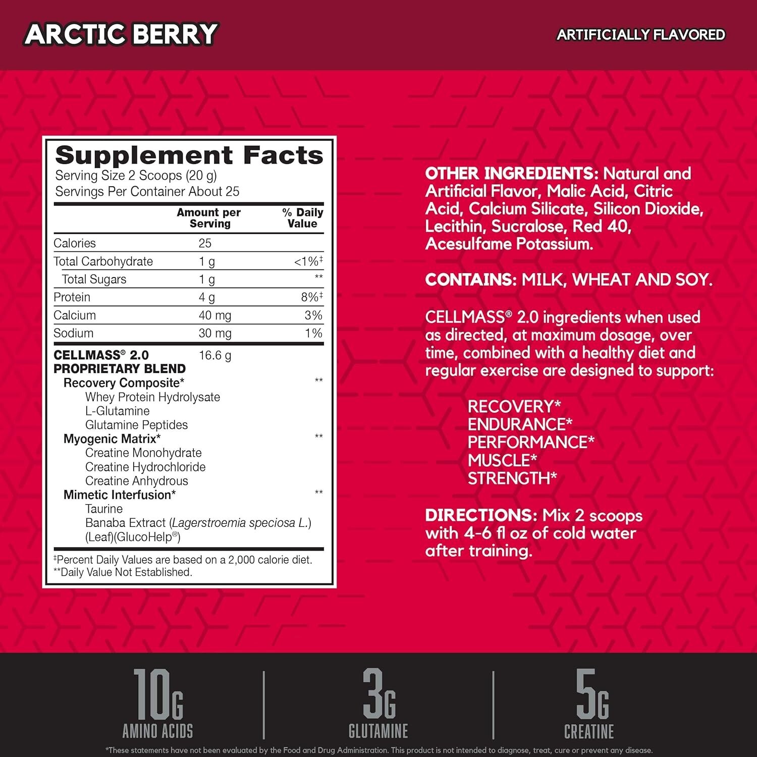 BSN Cellmass 2.0 Post Workout Creatine BCAA Recovery 25 Servings 4 Flavors New