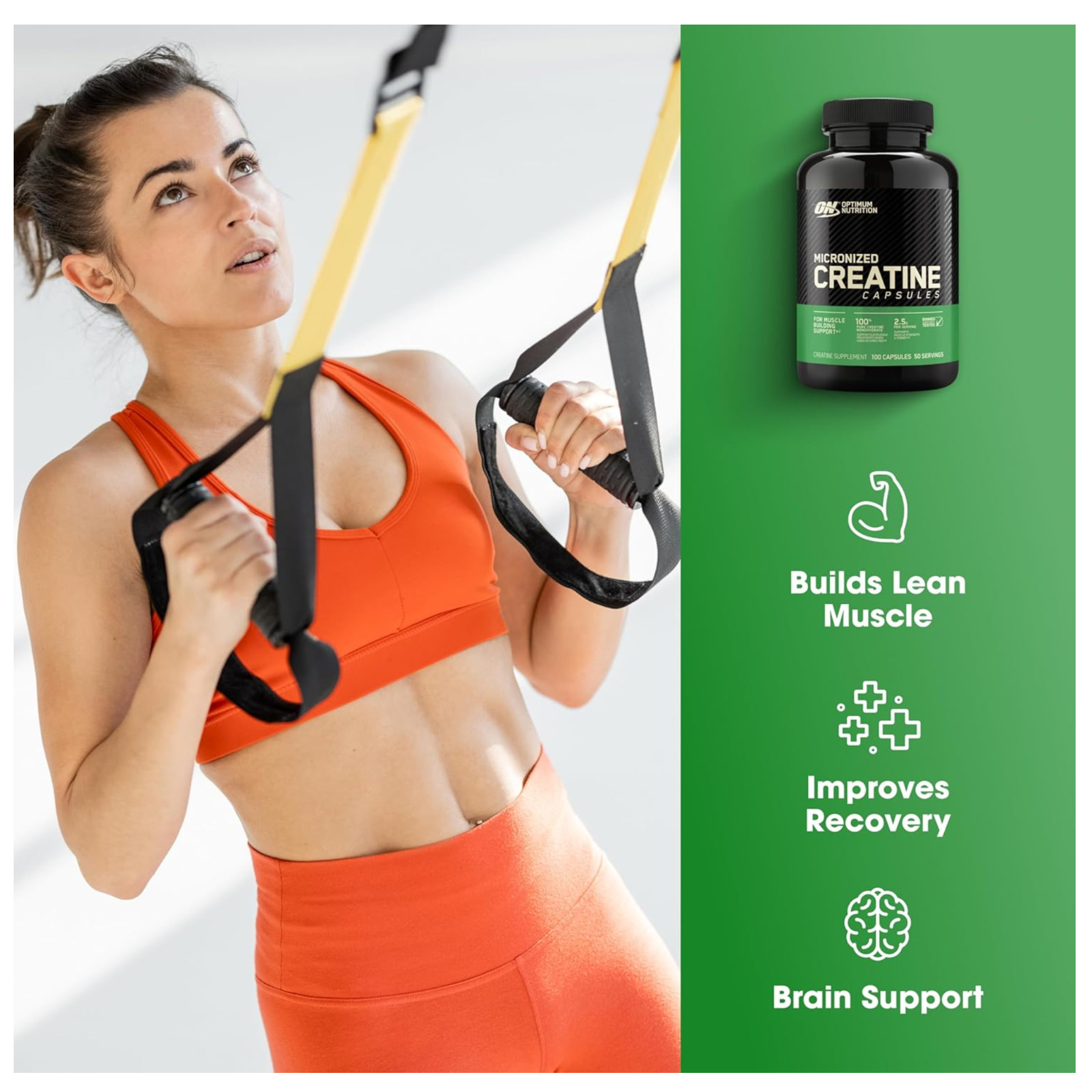 Optimum Nutrition Micronized Creatine Monohydrate Capsules, Keto 2500m 100 Capsu