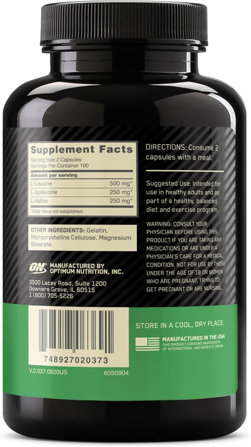 Instantized BCAA Branched Chain Essential Amino Acids Capsules, 1000Mg, 200 C…