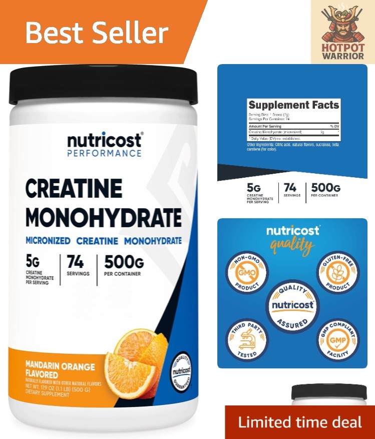500g Mandarin Orange Creatine Monohydrate Powder – , Gluten-Free Supplement
