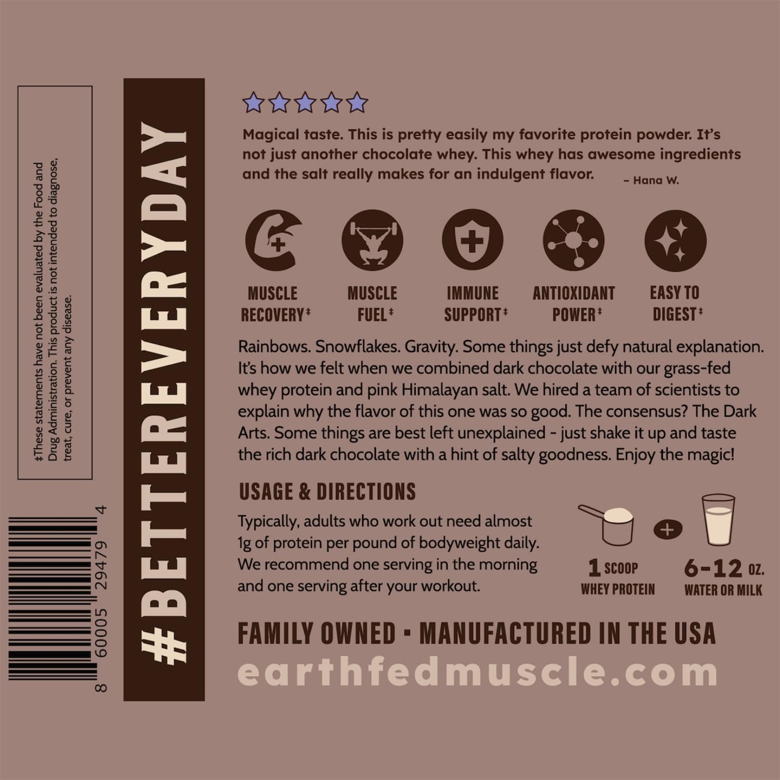 Earth Fed Muscle Dark Arts Irish Grass Fed Whey Protein Isolate, Third-Party …