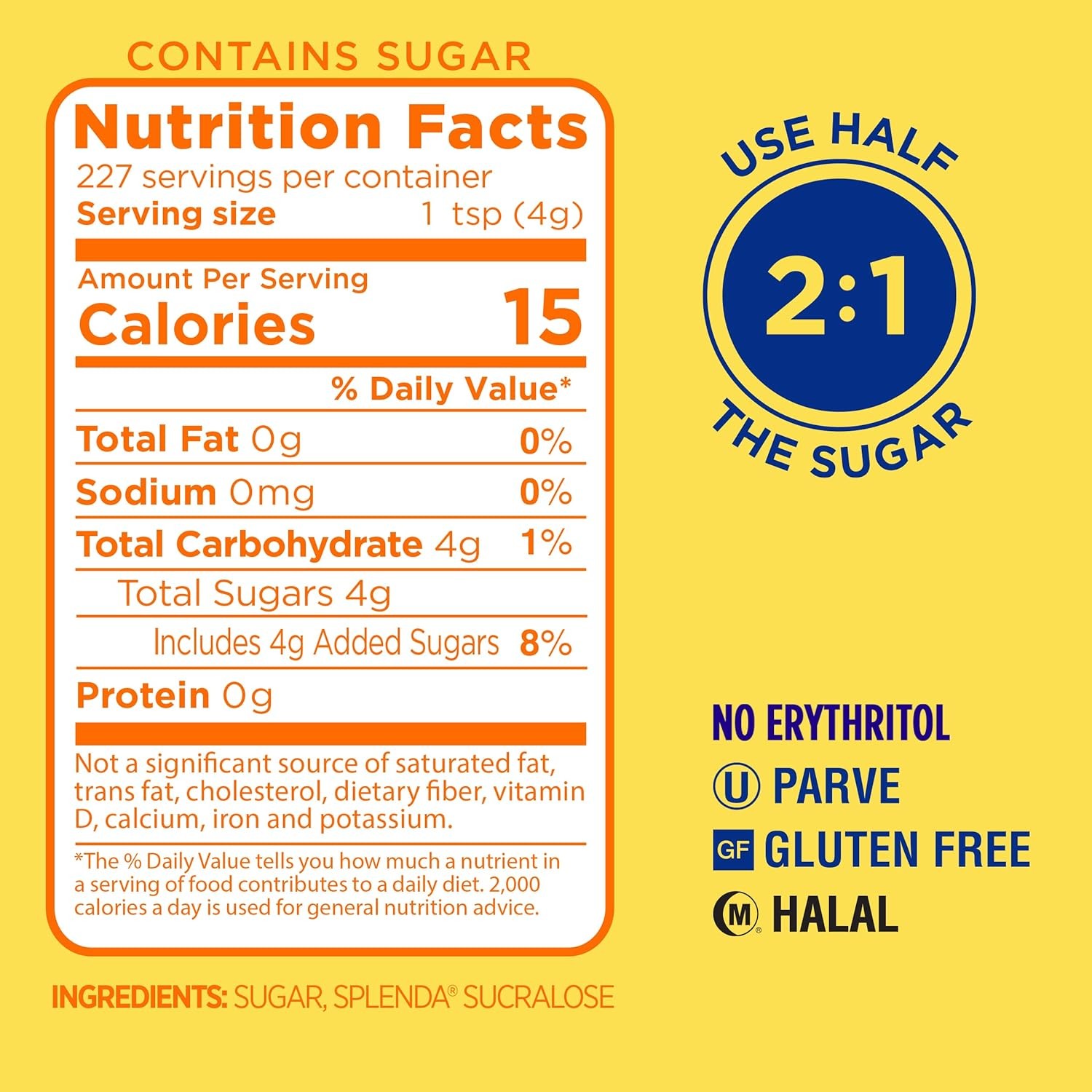 SPLENDA Low Calorie Sweetener for Baking Resealable Bag, 32 Ounce (Pack of 1)