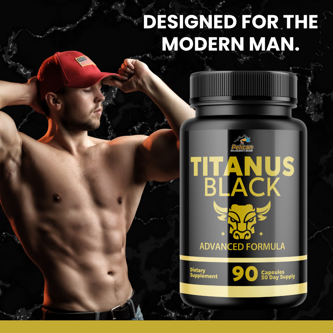 Titanus Black- Bodybuilding & Men’s Health Support- 12 Bottles- 1080 Capsules