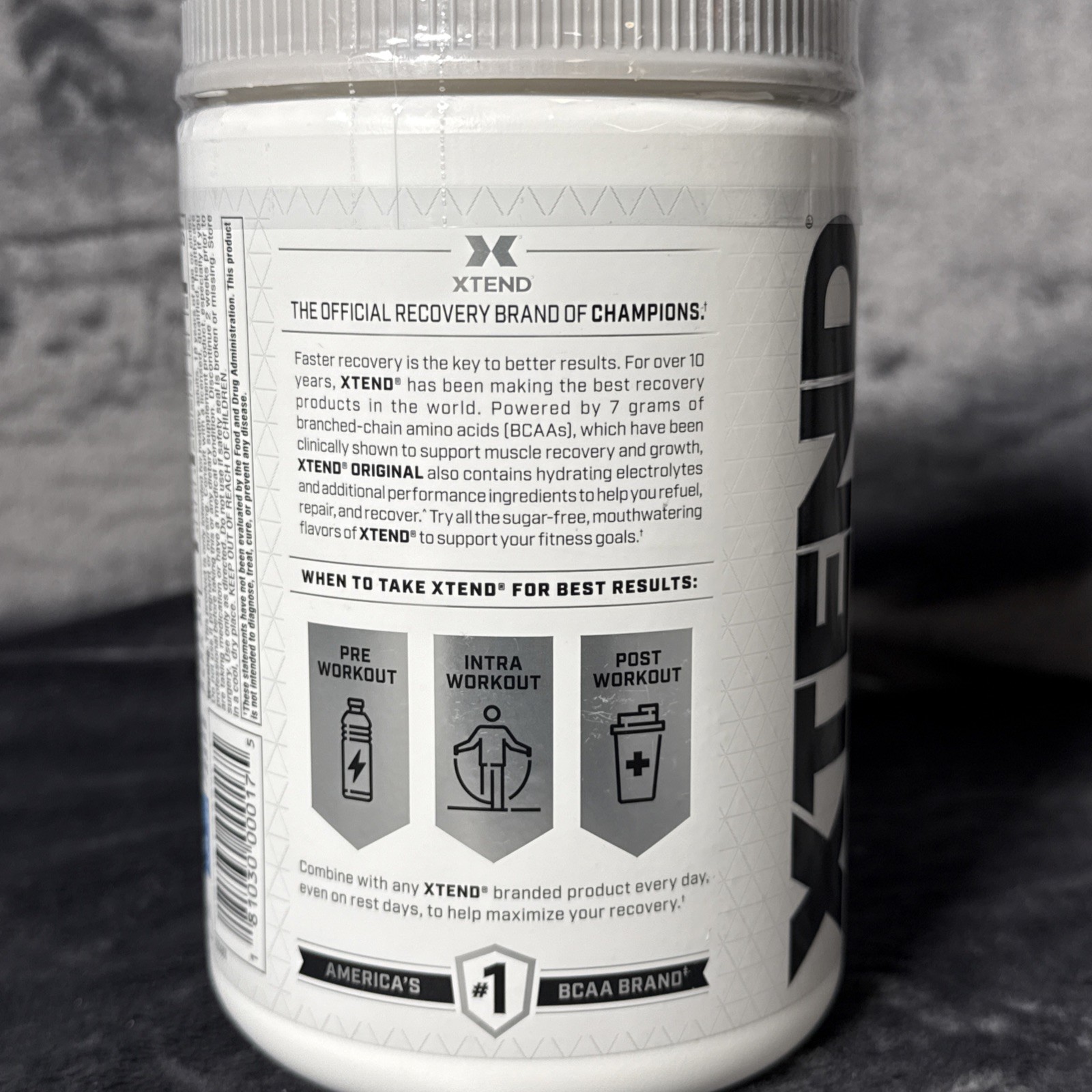 XTEND Original BCAA 7g L-Glutamine 0 Sugar Muscle Recovery Glacial Grape Drink