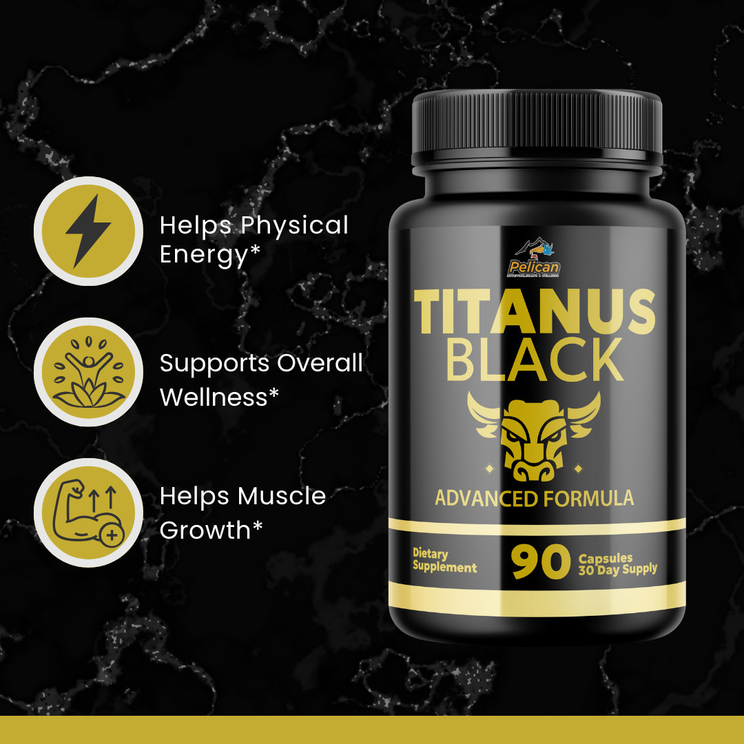 Titanus Black- Bodybuilding & Men’s Health Support- 12 Bottles- 1080 Capsules