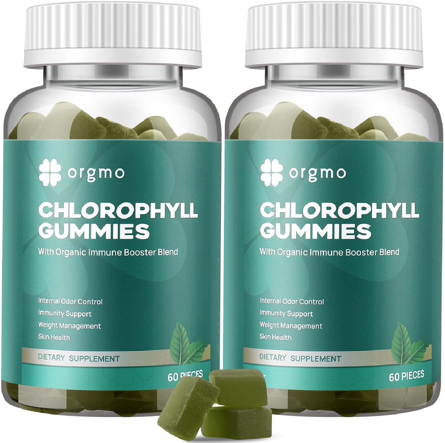 Chlorophyll Gummies for Body Odor Sugar Free 120 Count, Internal Deodorant Suppl