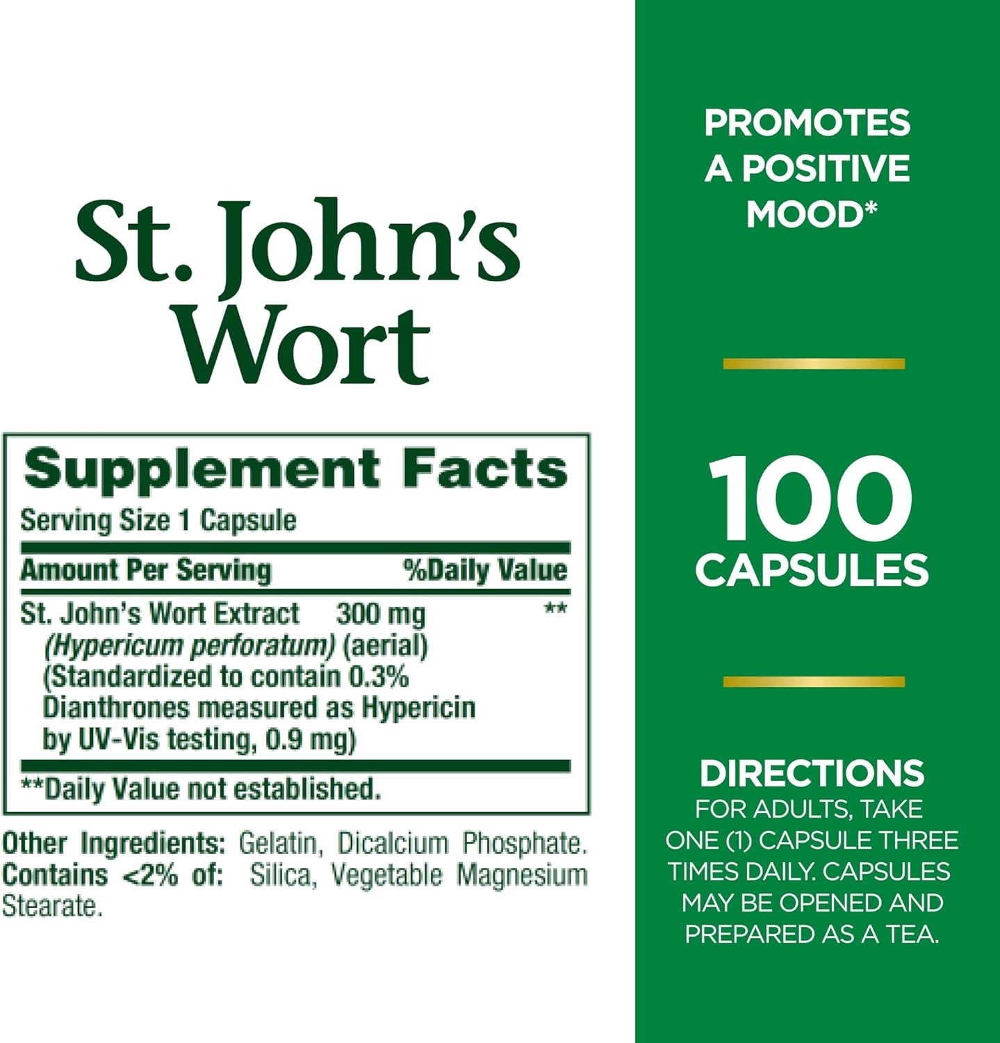 St. John’s Wort 300mg – Nature’s Bounty Herbal Mood Support, 100 Capsules